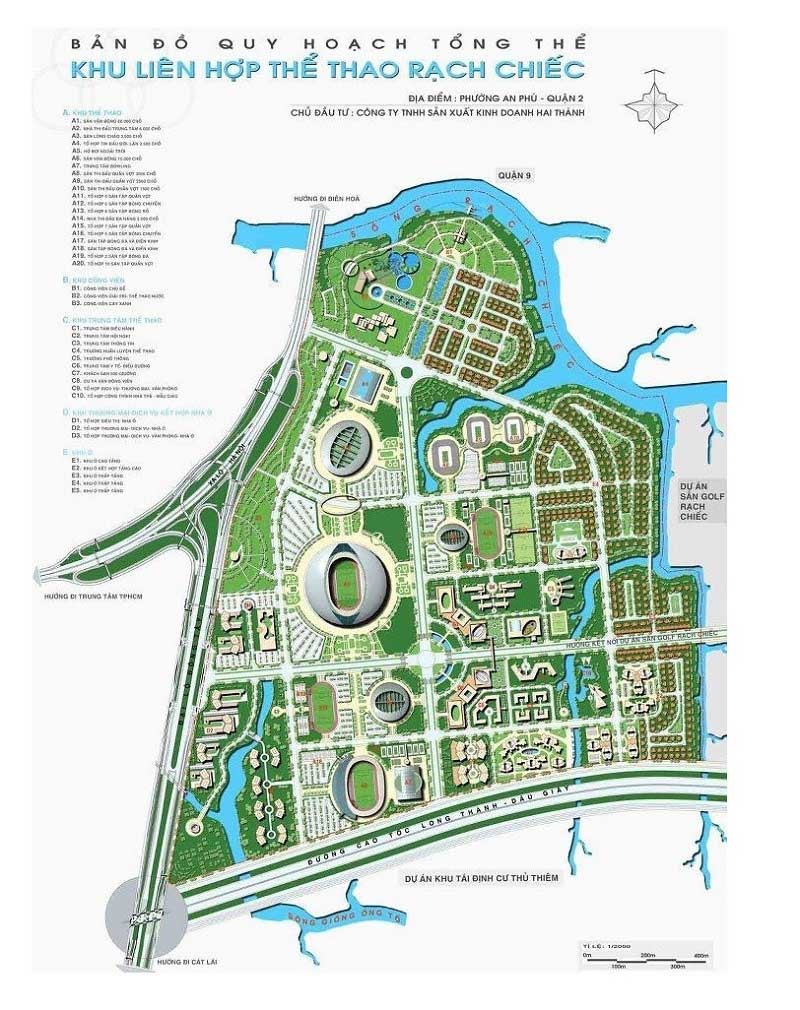 Bản đồ quy hoạch khu liên hợp thể thao Rạch Chiếc - dự án căn hộ Velona quận 2
